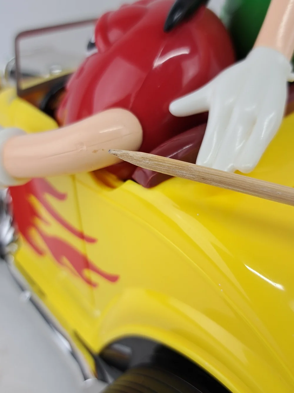 M&M's Yellow Retro Hot Rod Toy Car with Green & Red M&M Characters
